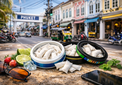 Tobacco-free nicotine pouches in Phuket city street – buy snus Phuket and nicotine pouches with fast delivery in Phuket Thailand